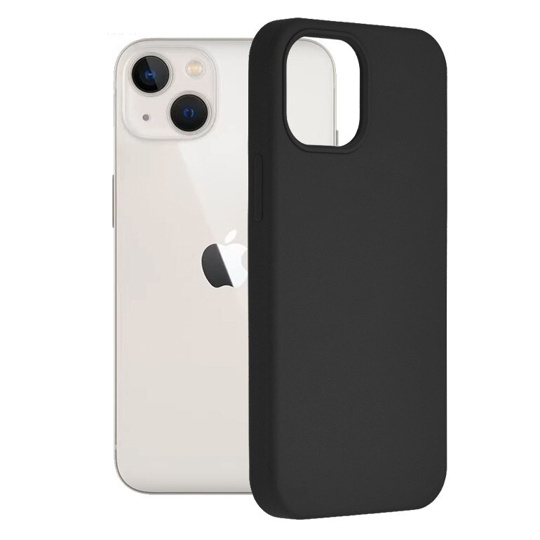 Кейс за iPhone 13 mini, Силиконов, Черен - eMAG.bg