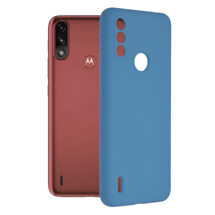 Husa Protectie Double Structure pentru Motorola Moto E7 Power / Moto E7i Power, Microfibra, Albastru Royal