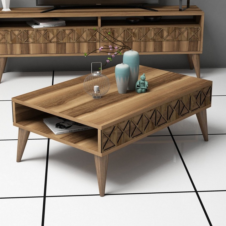 Masa de cafea Nancy's Desert Hot Springs, Nancy Homestore, Lemn, 60x90x34.6 cm, Maro