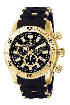 Invicta, Ceas cronograf cu doua tonuri, Negru/Auriu Invicta, Ceas cronograf cu doua tonuri, Negru/Auriu