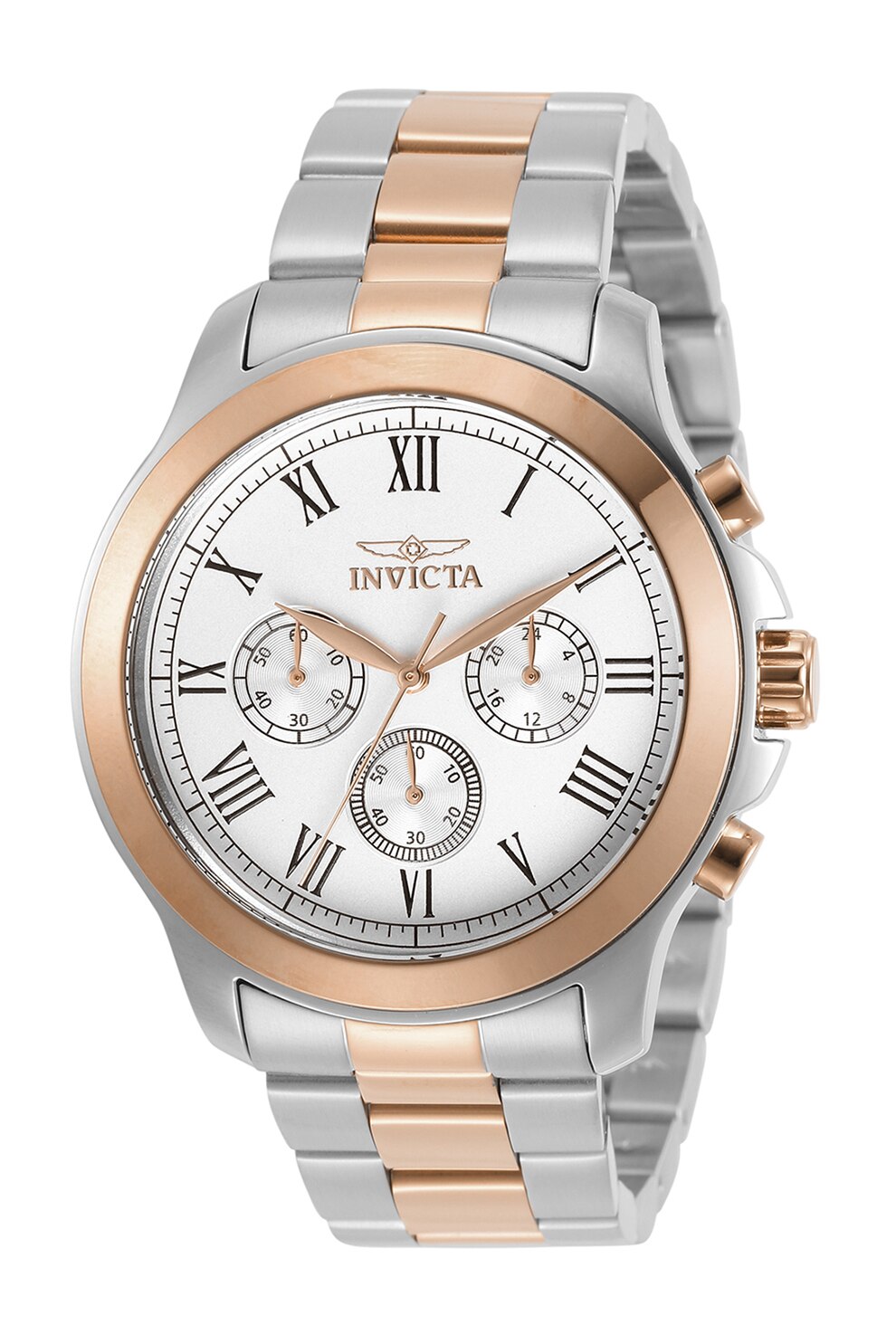 Invicta, Ceas quartz cu bratara de otel inoxidabil, Argintiu/Auriu