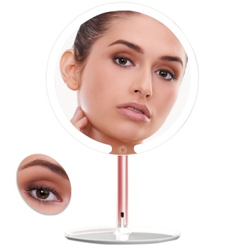 Oglinda cosmetica cu led pentru machiaj, Judios®Echo, 40 LED-uri, 3 tipuri de lumina, intensitate reglabila, Touch Switch, rotire 90º, oglinda makeup aditionala magnificare 10X, 2000mAh, Alb Oglinda cosmetica cu led pentru machiaj, Judios®Echo, 40 LED-uri, 3 tipuri de lumina, intensitate reglabila, Touch Switch, rotire 90º, oglinda makeup aditionala magnificare 10X, 2000mAh, Alb