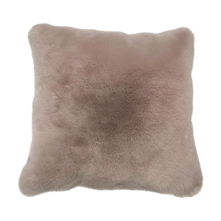 Perna decorativa patrata SoleVito Romance cu blana artificiala, roz, 45x45 cm