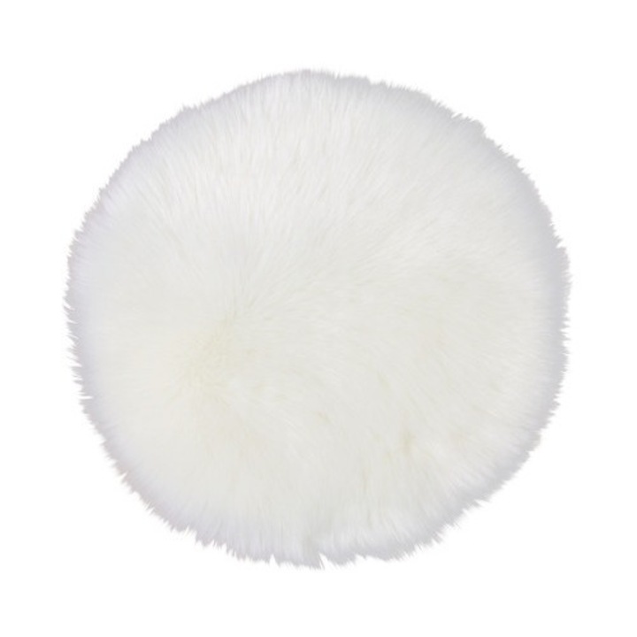 Perna scaun SoleVito din blana artificiala, alba, Ø 35 cm