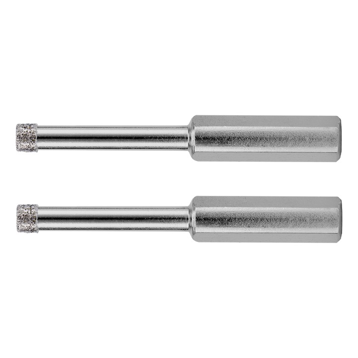 Carota diamantata argintata prin galvanizare, 6 x67 mm, coada triunghiulara, 2 buc