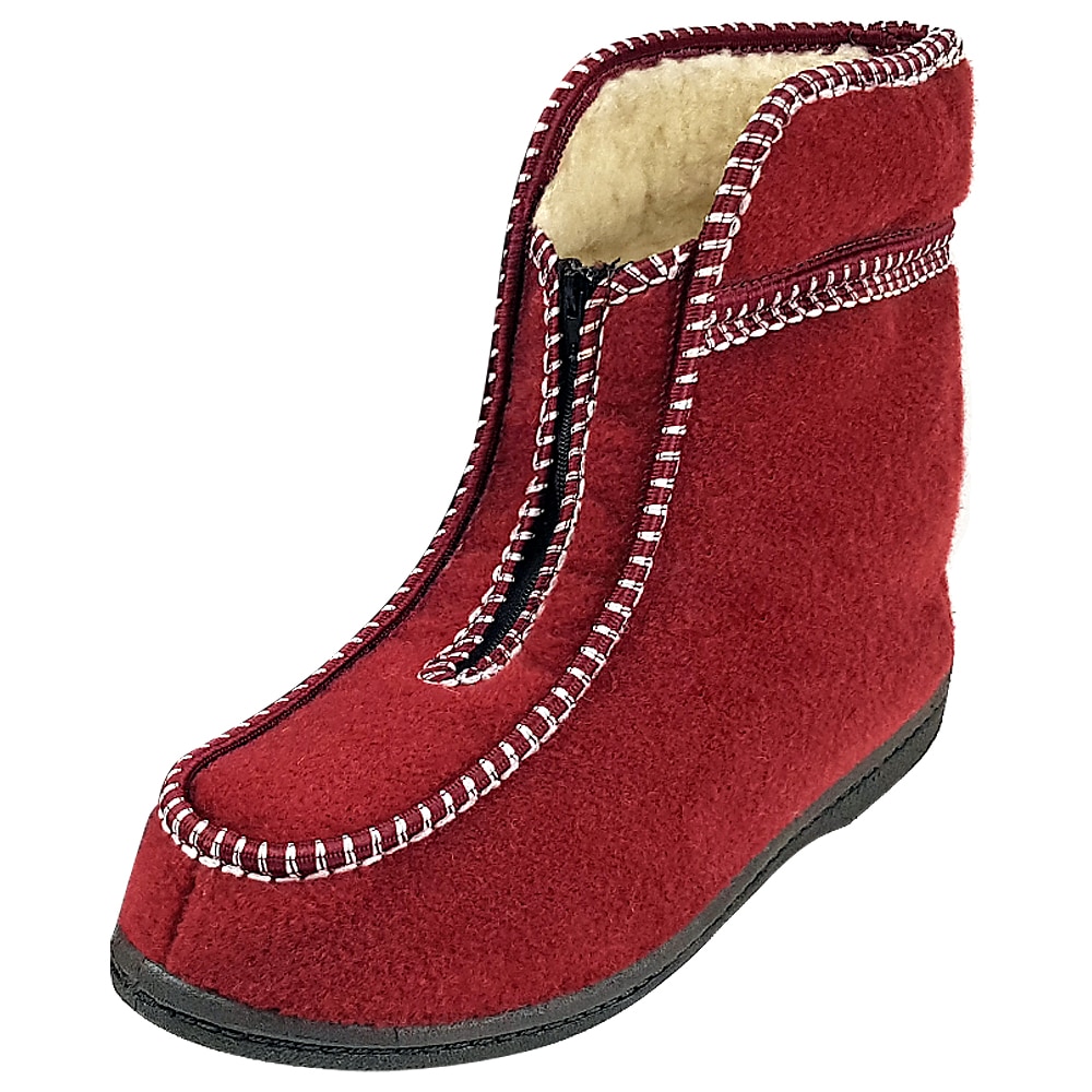 Papuci Dama Model Troieni Imblaniti cu Lana, Culoare Visiniu