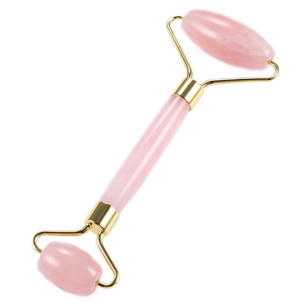 Rola masaj facial SIKS®, cu doua capete din piatra quartz roz