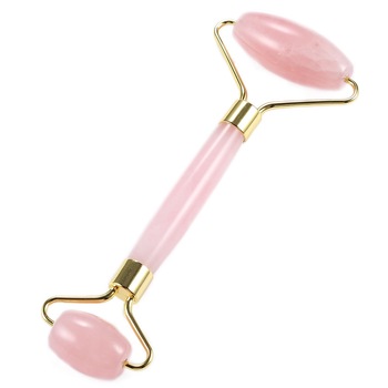 Rola masaj facial SIKS®, cu doua capete din piatra quartz roz Rola masaj facial SIKS®, cu doua capete din piatra quartz roz