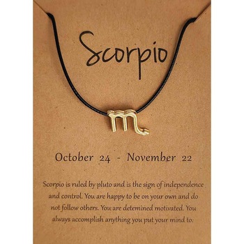 Set bratara cu snur reglabil si zodia Scorpion, Negru, carton cu mesaj personalizat Set bratara cu snur reglabil si zodia Scorpion, Negru, carton cu mesaj personalizat