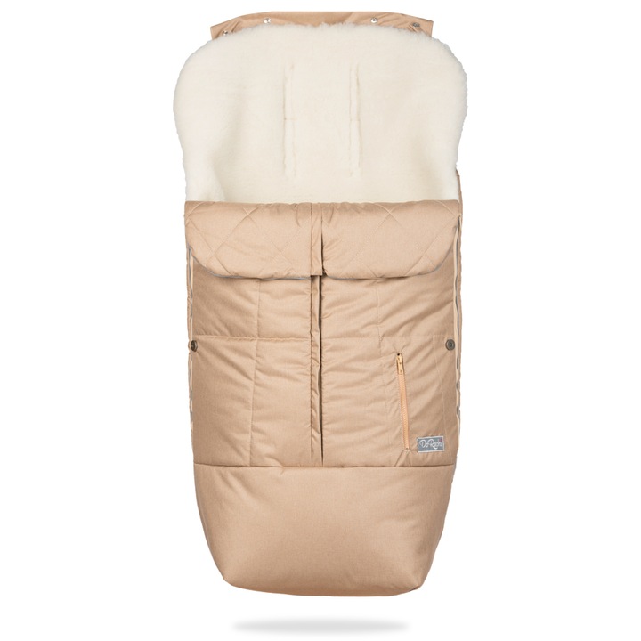 Универсално чувалче за количка с овча вълна DoRechi Trend, 6-36 месеца, Беж