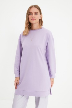Trendyol, Bluza sport cu decolteu la baza gatului si slituri laterale, Lila Trendyol, Bluza sport cu decolteu la baza gatului si slituri laterale, Lila