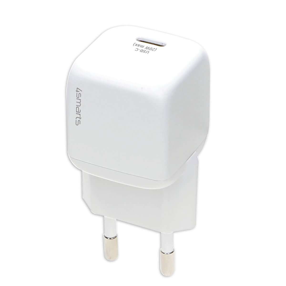 Alimentare pentru retea de 20W cu iesire USB-C si tehnologie de incarcare rapida, 4smarts Wall Charger VoltPlug Mini 20W PD, alb