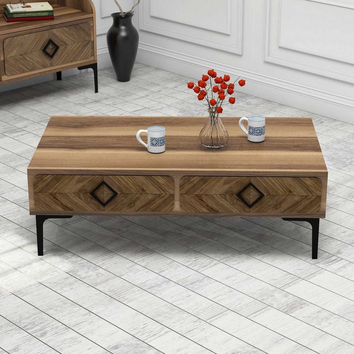 Masa de cafea Nancy's Romeoville, Nancy Homestore, Lemn, 34.6x105x60 cm, Maro