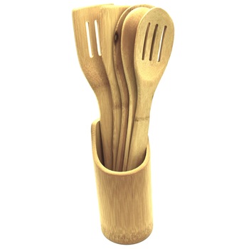 Set 5 spatule si suport pentru bucatarie din bambus 100% ECO - ai&e Set 5 spatule si suport pentru bucatarie din bambus 100% ECO - ai&e