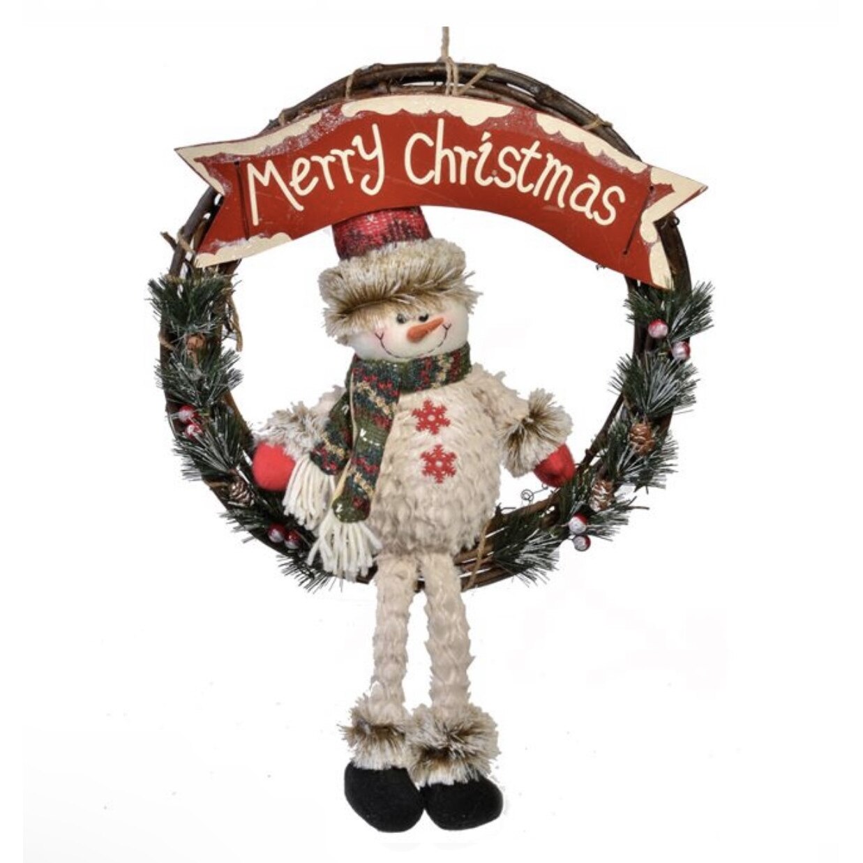 Coronita de Craciun pentru usa cu Om de zapada,49 cm