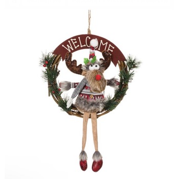 Coronita decorativa de Craciun pentru usa cu model ren,30 cm Coronita decorativa de Craciun pentru usa cu model ren,30 cm