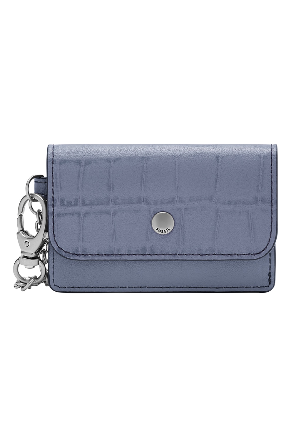 Fossil, Portcart de piele cu clapa Valerie, Albastru lavanda