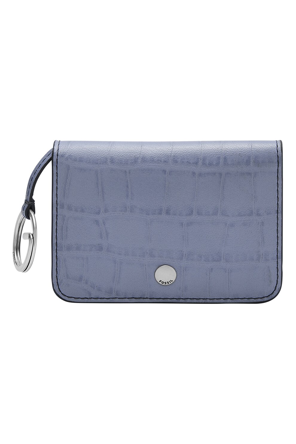 Fossil, Portofel de piele ecologica cu aspect de piele de crocodil Valerie, Albastru lavanda