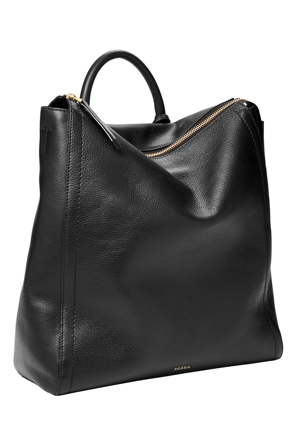 Fossil, Geanta din piele ecologica cu maner si model convertibil, Negru