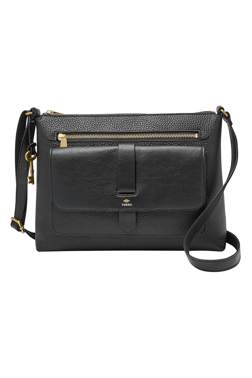 Fossil, Geanta crossbody cu model texturat Kinley, Negru