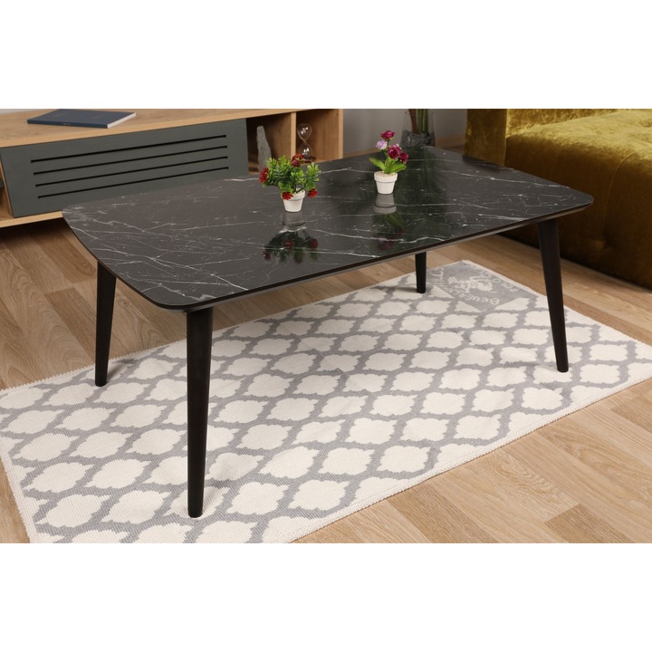 Masa de cafea East Lake-Orient Park, Nancy Homestore, Lemn, 60x100x41.5 cm, Negru