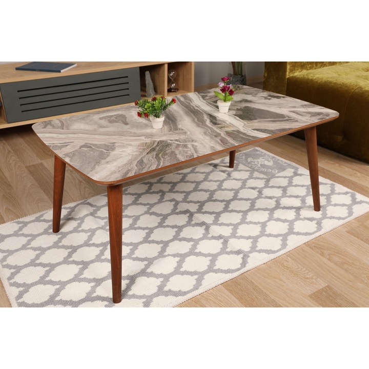 Masa de cafea Allison Park, Nancy Homestore, Lemn, 60x100x41.5 cm, Gri/Maro