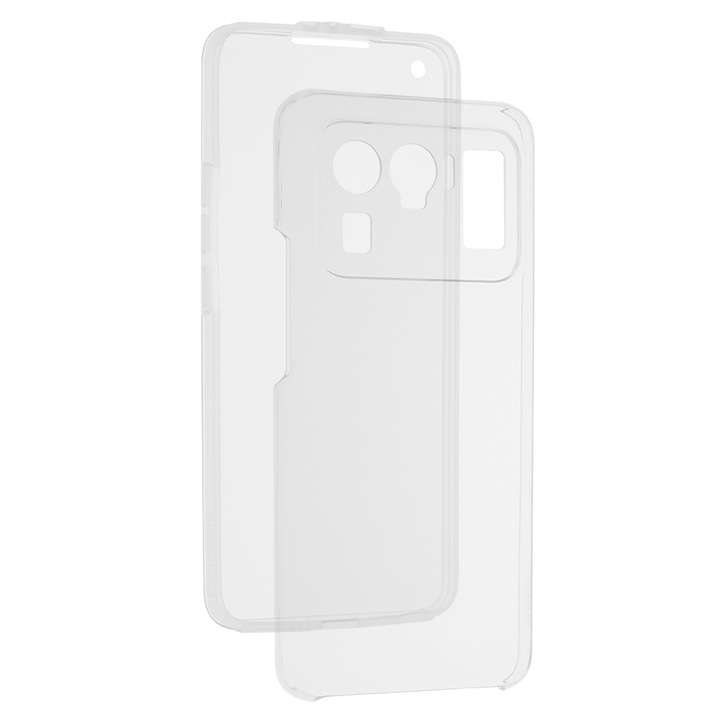 360 fokos védőtok Xiaomi Mi 11 Ultra készülékhez, optimális lefedettség, teljes védelem (elöl-hátsó), átlátszó