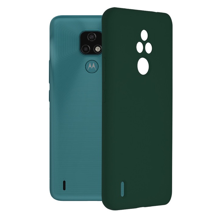 Husa Protectie Double Structure pentru Motorola Moto E7, Microfibra, Verde Oxford