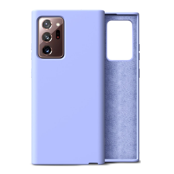 Силиконов калъф с микрофибър от вътрешната страна, Съвместим със Samsung Galaxy Note 20 Ultra 5G, Лилав