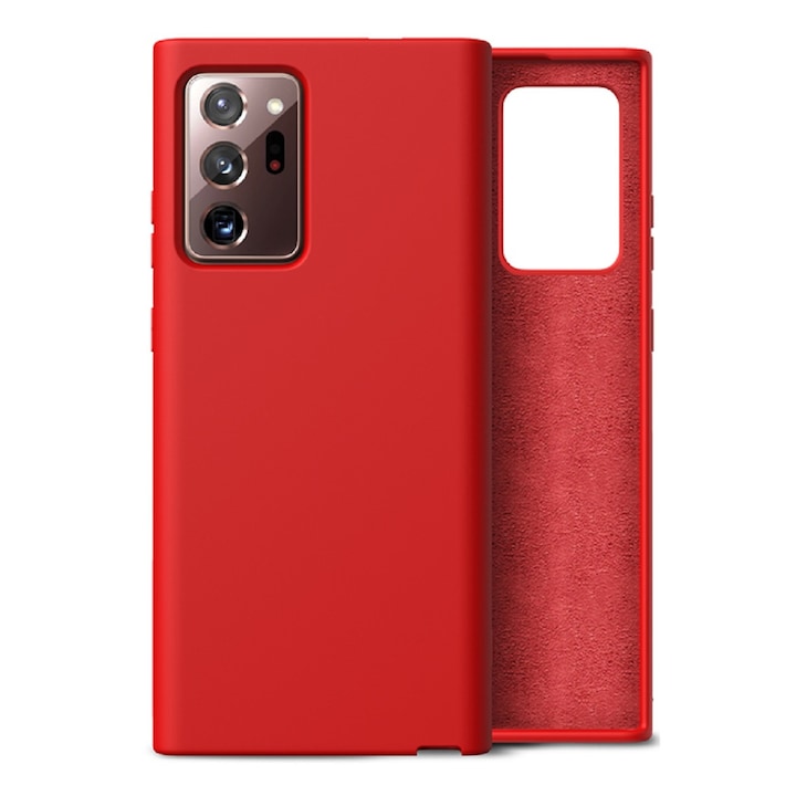 MATA ултратънък силиконов калъф с микрофибър от вътрешната страна, съвместим с Samsung Galaxy Note 20 Ultra 5G, червен