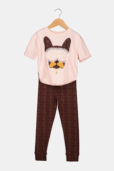 River Island, Set de tricou si colanti - 2 piese, Roz pal/Violet pruna River Island, Set de tricou si colanti - 2 piese, Roz pal/Violet pruna