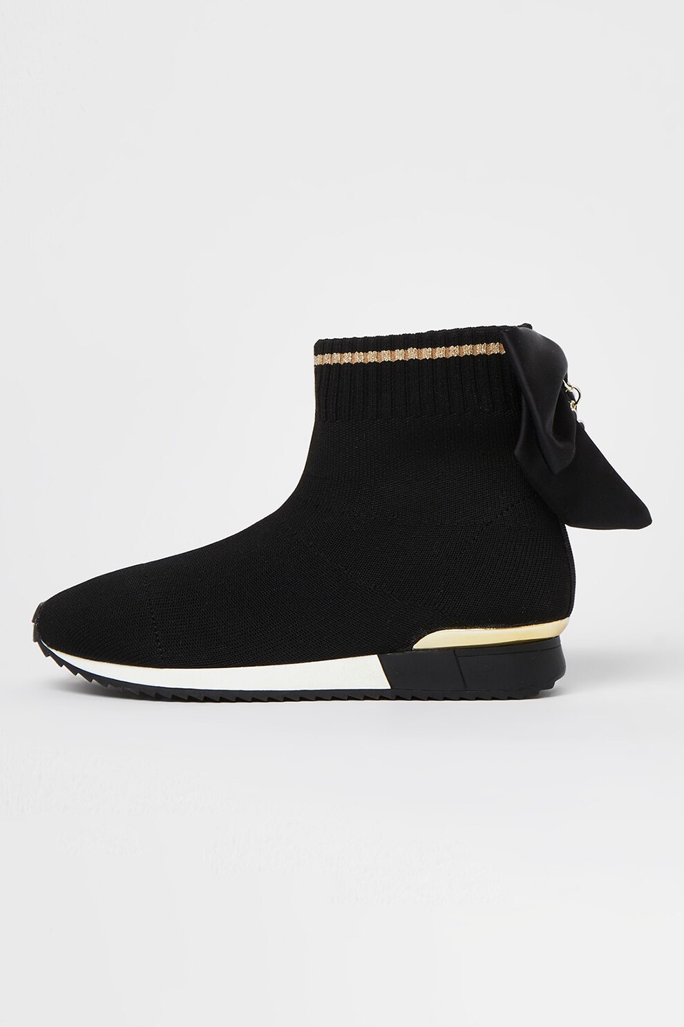 River Island, Pantofi sport slip-on mid-high cu funda, Negru