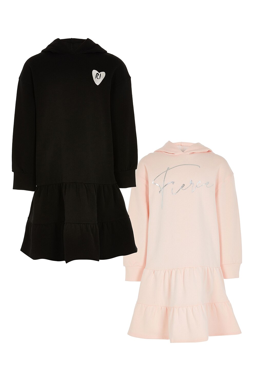 River Island, Set de rochii tip hanorac - 2 piese, Roz pal/Negru