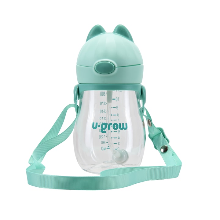 Cana din tritan cu pai pentru bebelusi U-Grow, 330 ml