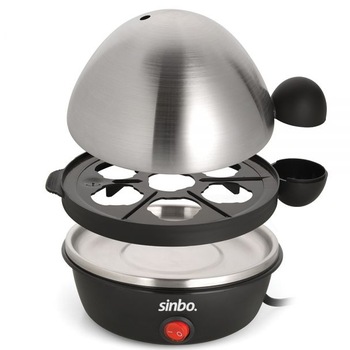 Fierbator de oua Sinbo SEB-5802, 350 W, capacitate 7 oua, placi anti-lipire, optiune intensitate fierbere, Negru/Gri Fierbator de oua Sinbo SEB-5802, 350 W, capacitate 7 oua, placi anti-lipire, optiune intensitate fierbere, Negru/Gri