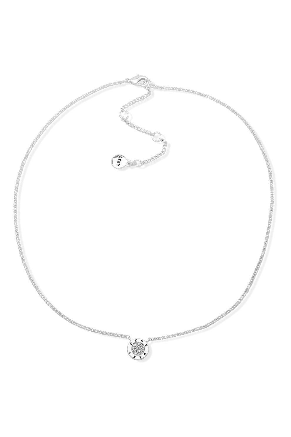 DKNY, Colier decorat cu pandantiv logo, Argintiu