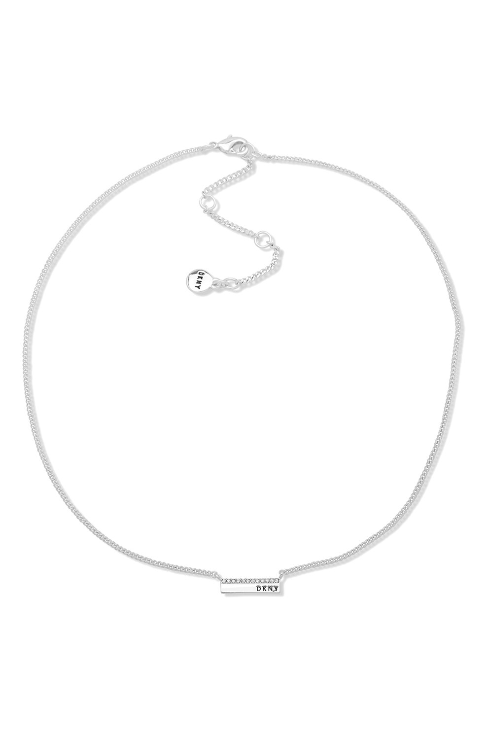DKNY, Colier decorat cu pandantiv logo, Argintiu