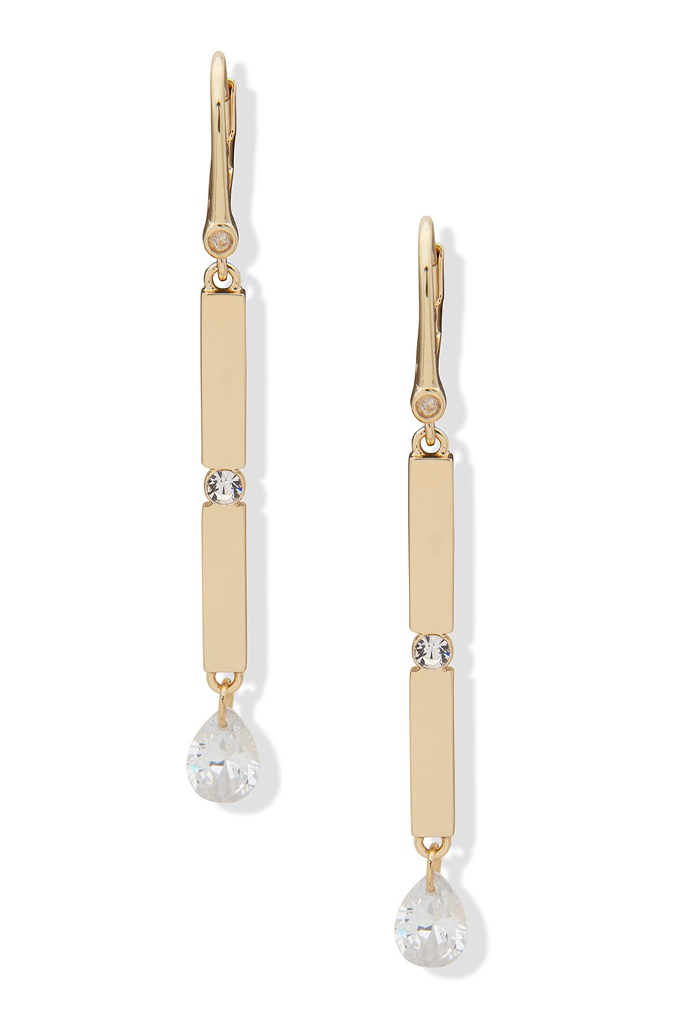 DKNY, Cercei drop decorati cu cristale, Auriu