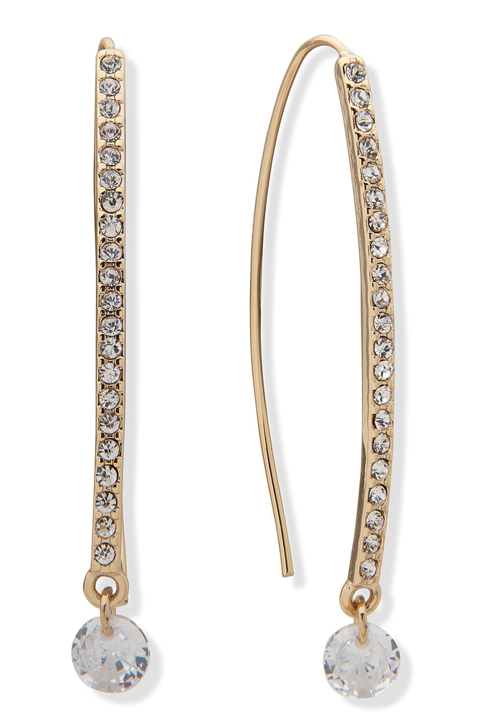 DKNY, Cercei drop decorati cu cristale, Auriu