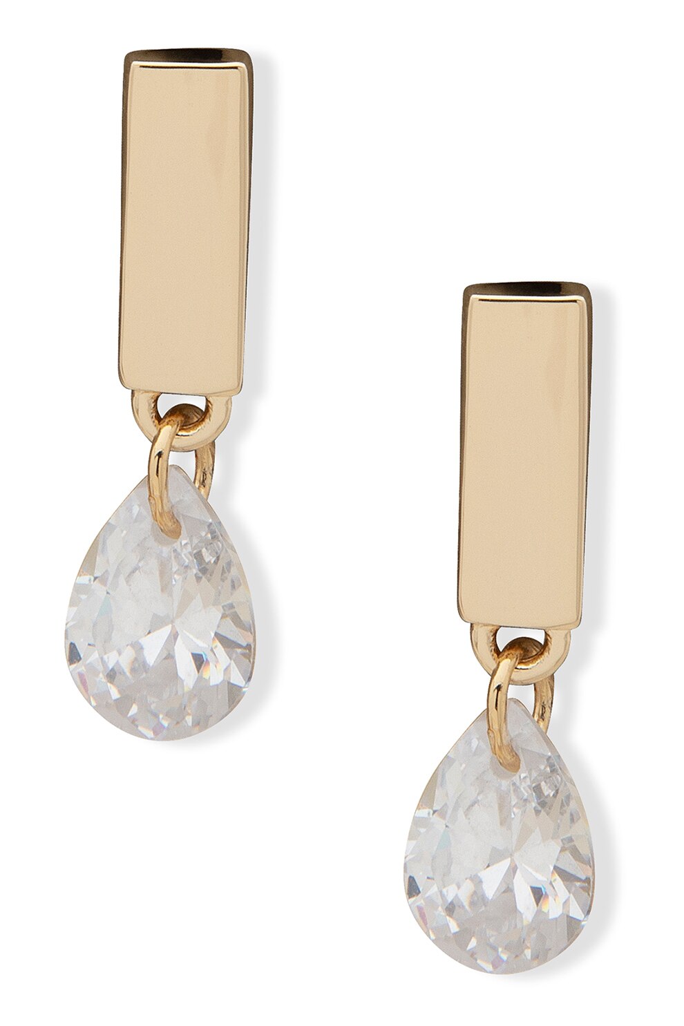 DKNY, Cercei drop mici decorati cu cristale, Auriu
