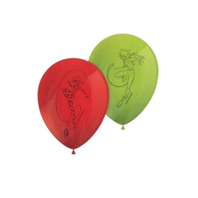 Set 8 baloane latex Miraculous / Buburuza si Motan Noir 27,5 cm