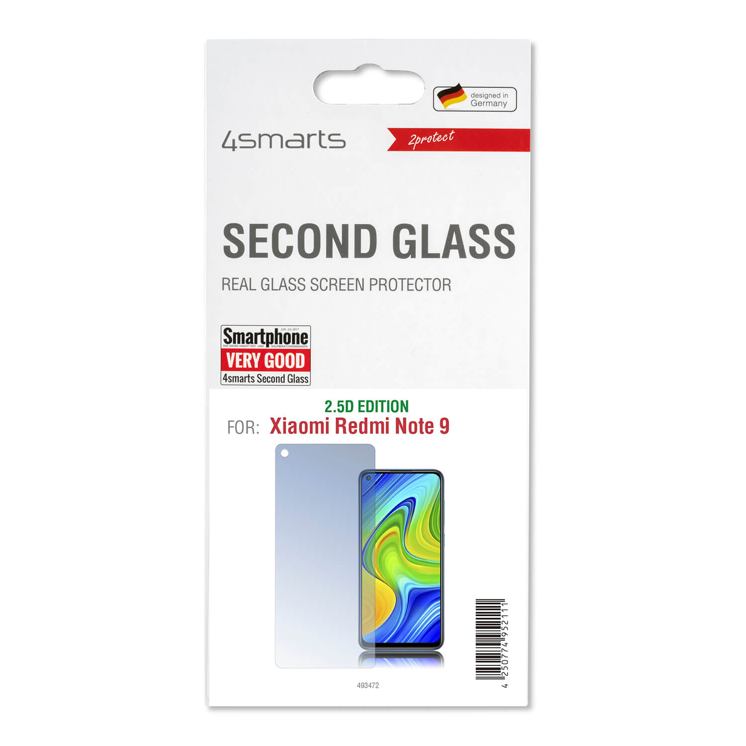 Protector din sticla securizata pentru afisarea Xiaomi Redmi Note 9, 4smarts Second Glass 2.5D, transparent