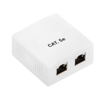 Priza dubla FTP cat 5e, ecranata, montaj suparafata, 2 x RJ45, Alb TCL-BBL3356 Priza dubla FTP cat 5e, ecranata, montaj suparafata, 2 x RJ45, Alb TCL-BBL3356