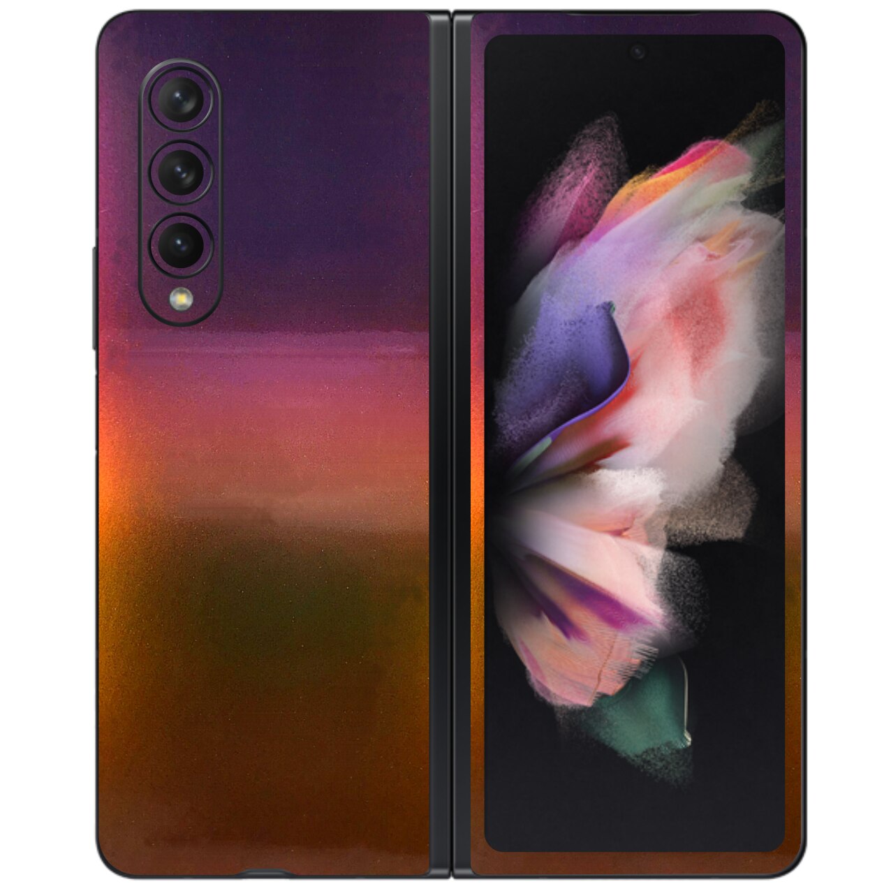 Folie Protectie Carbon Skinz pentru Samsung Galaxy Z Fold3 5G - Color Shift Aubergine Bronze Simple Cut, Skin Adeziv Full Body Cover pentru Rama Ecran, Carcasa Spate