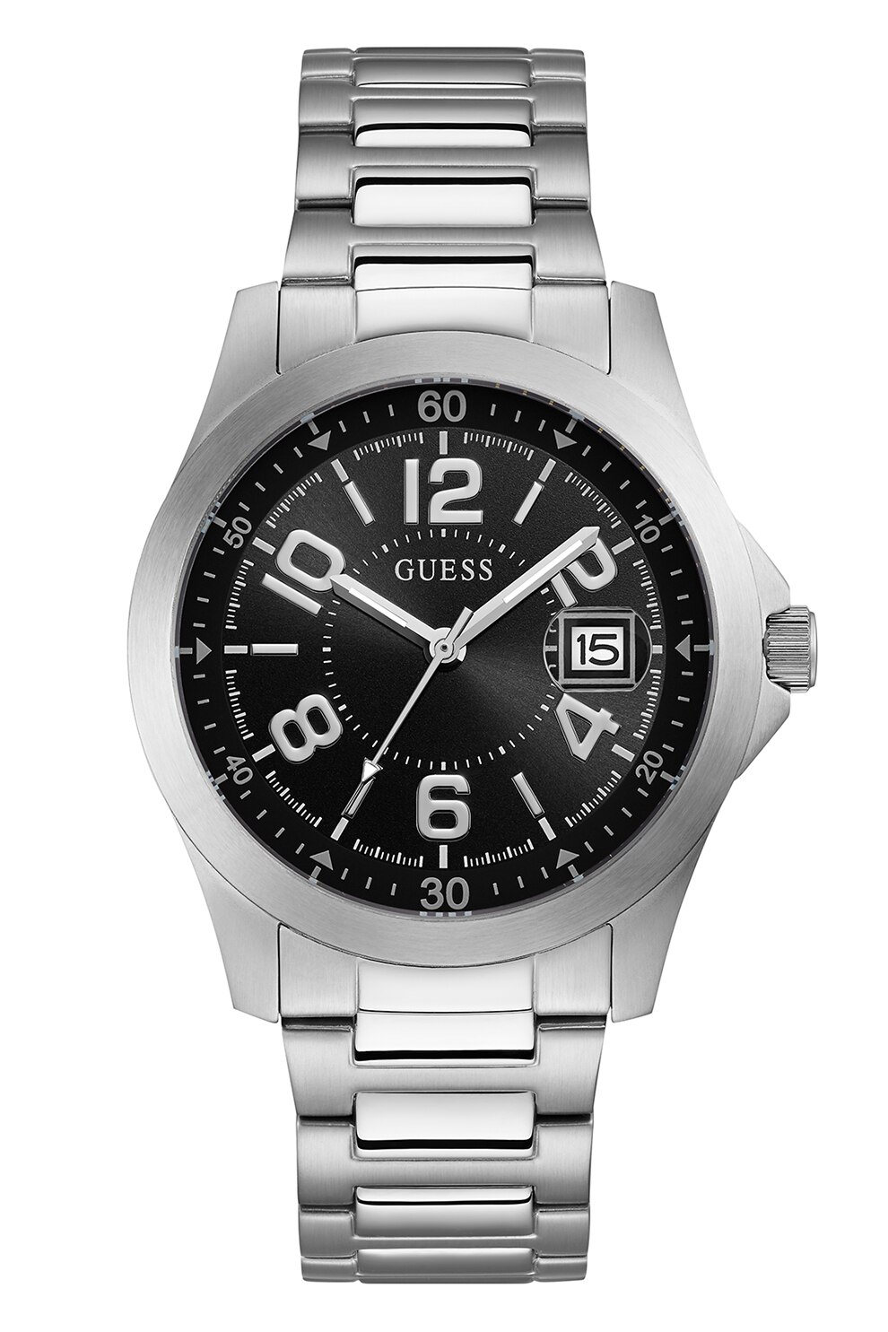 Guess, Ceas quartz cu bratara metalica, Argintiu