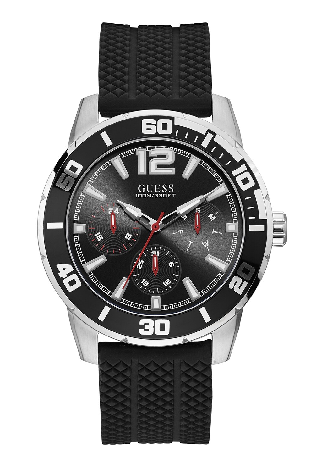 Guess, Ceas cu functii multiple si curea de silicon, Negru