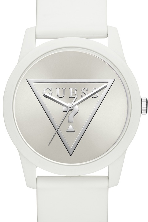 Guess, Ceas quartz cu o curea de silicon, Alb optic