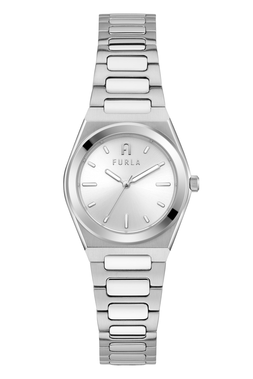 Furla, Ceas analog rotund cu bratara metalica, Argintiu