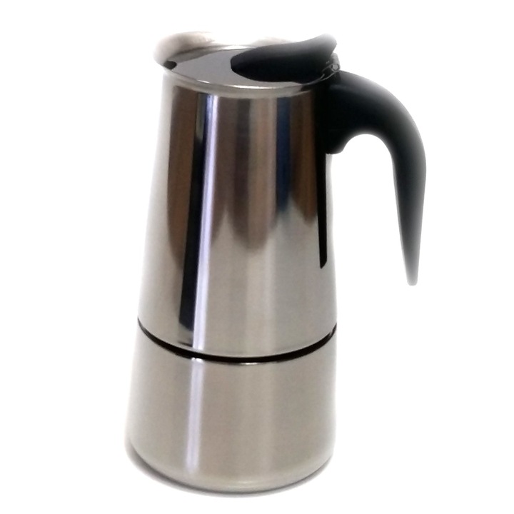 Cafetiera DacEnergy©, realizata din inox, 9 persoane, maner din ebonita, 10.5 x 21 cm
