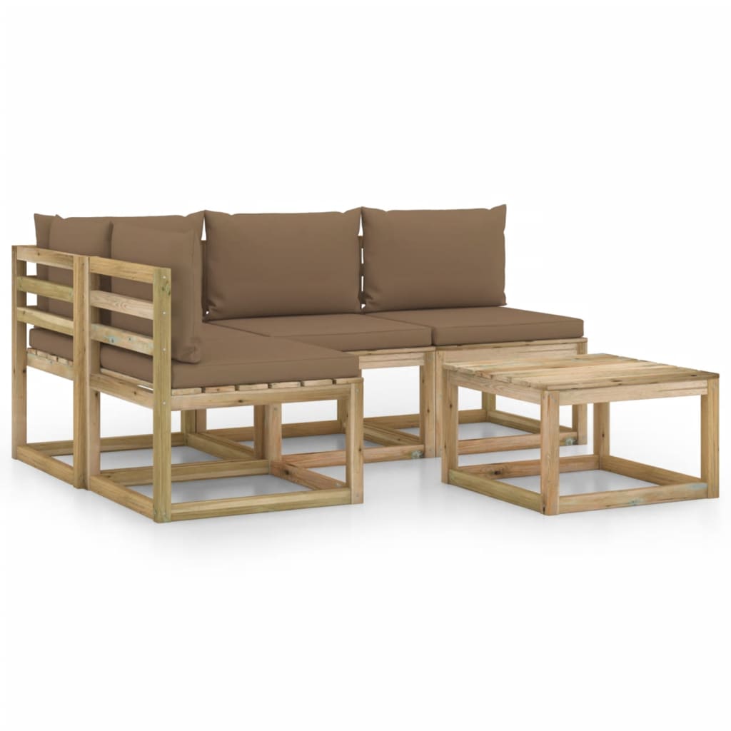 Set mobilier de gradina, 5 piese, cu perne gri taupe